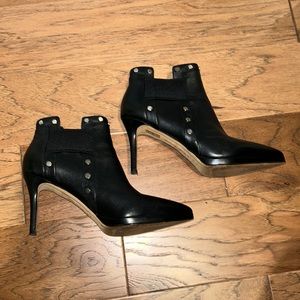 Karl Lagerfield Paris ladies black leather booties with studs. Size 8.